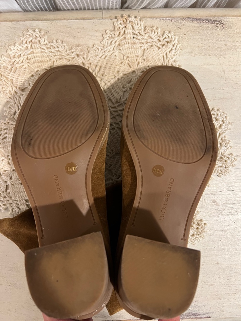 Lucky Brand Brown Suede Ankle Boots Block Heel Size 10M - Picture 10 of 11